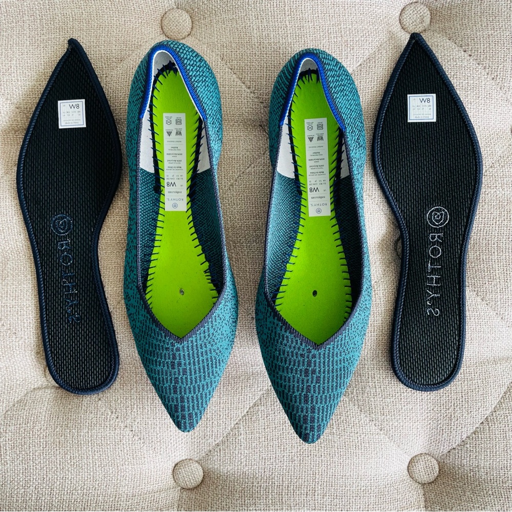 Rothy’s Spruce Python The Point Flat Size 8 - image 3